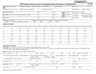 Form TC-852 &quot;Irp Original (Schedule a) and Supplemental (Schedule C) Application&quot; - Utah