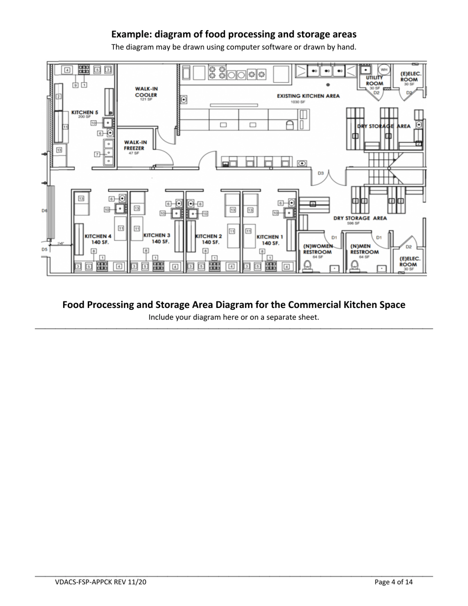 Form VDACS-FSP-APPCK Application for a Commercial Kitchen Food Processing Operation - Virginia, Page 4