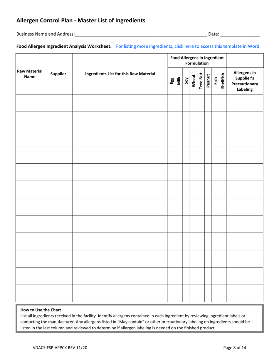 Form VDACS-FSP-APPCK - Fill Out, Sign Online and Download Fillable PDF ...