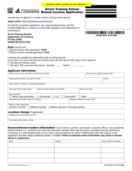 Document preview: Form DTS-661-009 Driver Training School Branch License Application - Washington