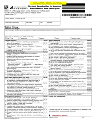Form PA-611-013 Physical Examination for Amateur Mixed Martial Arts Participant - Washington