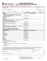 Form PA-611-013 Physical Examination for Amateur Mixed Martial Arts Participant - Washington, Page 2