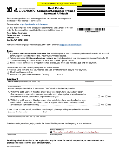 Form APR-622-179  Printable Pdf