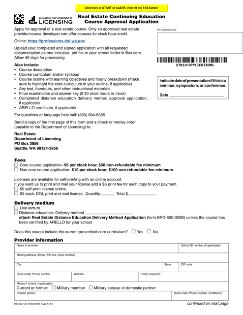 Form RE-623-123  Printable Pdf