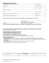 Form RE-620-004 Real Estate License Application - Washington, Page 2