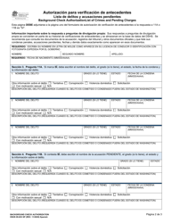 DSHS Formulario 09-653 Autorizacion Para Verificacion De Antecedents - Washington (Spanish), Page 2