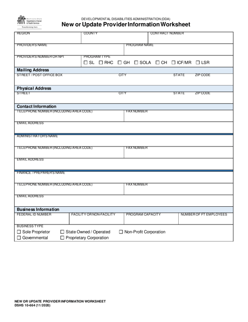 DSHS Form 10-664  Printable Pdf