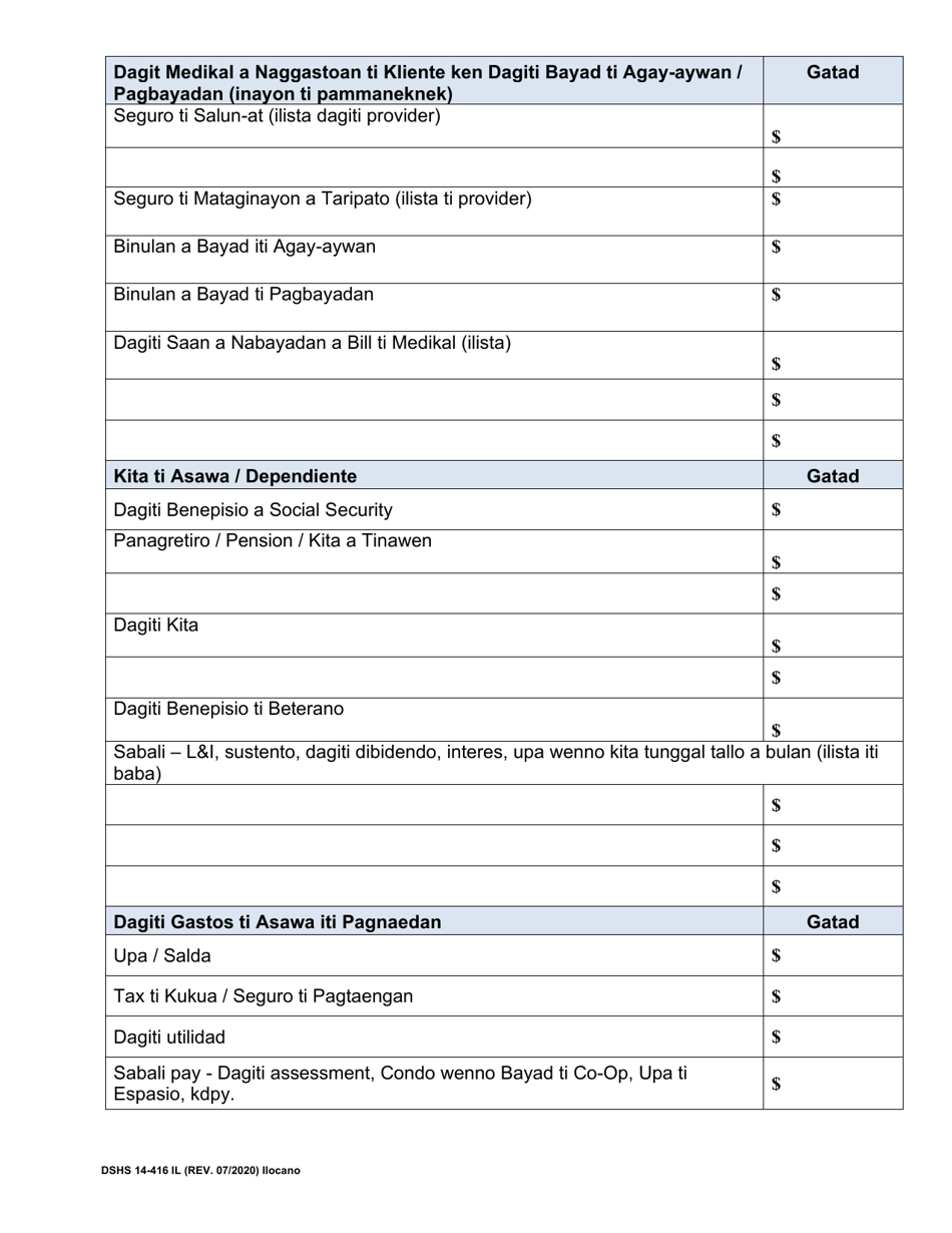 DSHS Form 14-416 Eligibility Review for Long Term Services and Supports - Washington (Ilocano), Page 3