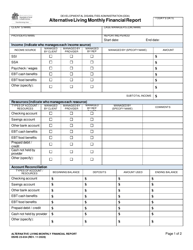 Document preview: DSHS Form 23-034 Alternative Living Monthly Financial Report - Washington