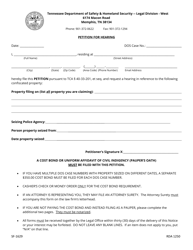 Form SF-1629 &quot;Petition for Hearing - West Tennessee&quot; - Tennessee