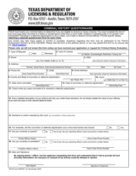 TDLR Form ENF001 (LIC002) Criminal History Questionnaire - Texas, Page 3