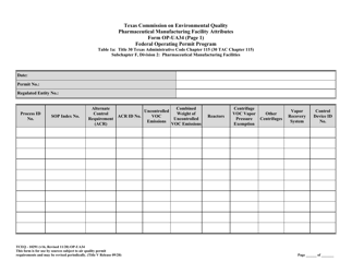 Form OP-UA34 (TCEQ-10291) Pharmaceutical Manufacturing Facility Attributes - Texas, Page 7