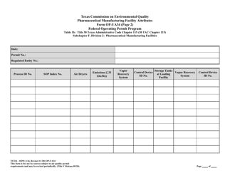 Form OP-UA34 (TCEQ-10291) Pharmaceutical Manufacturing Facility Attributes - Texas, Page 8