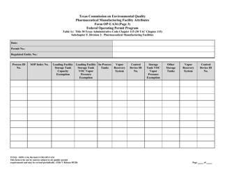 Form OP-UA34 (TCEQ-10291) Pharmaceutical Manufacturing Facility Attributes - Texas, Page 9