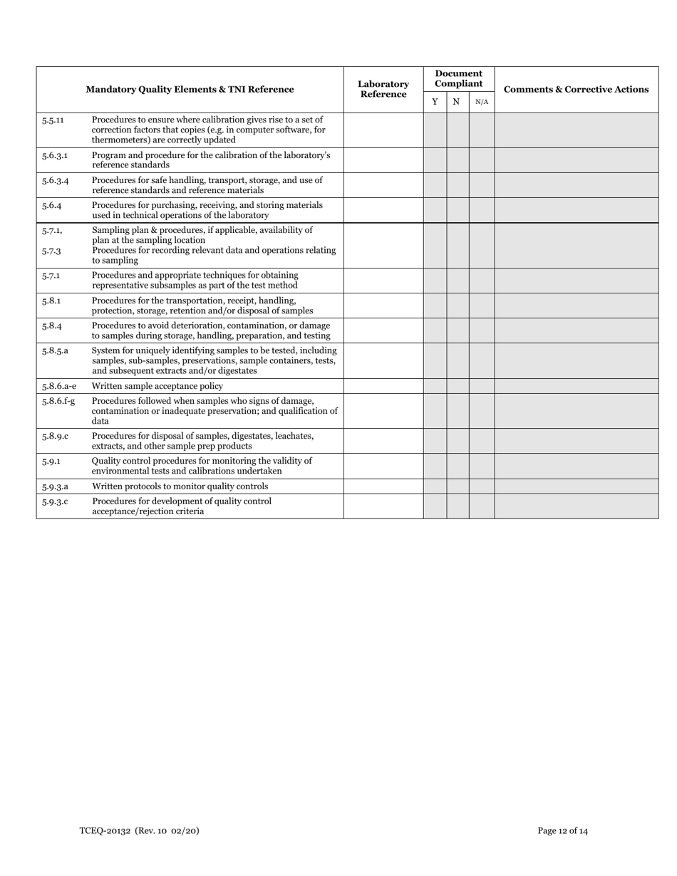 Form TCEQ-20132 Application for Environmental Laboratory Accreditation - Texas, Page 13