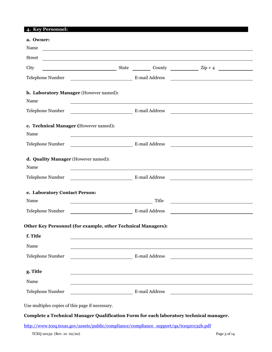 Form TCEQ-20132 Application for Environmental Laboratory Accreditation - Texas, Page 4