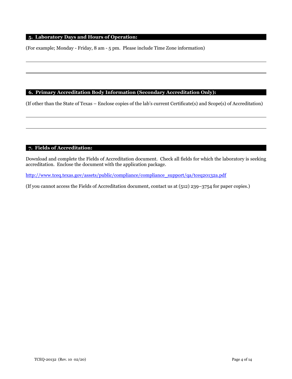 Form TCEQ-20132 Application for Environmental Laboratory Accreditation - Texas, Page 5