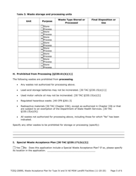 Form TCEQ-20890 Waste Acceptance Plan Form - Type IV &amp; Type IV AE Landfill Facilities - Texas, Page 5