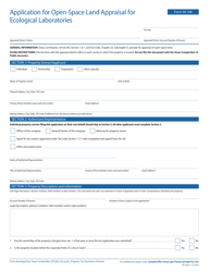 Form 50-166 Application for Open-Space Land Appraisal for Ecological Laboratories - Texas