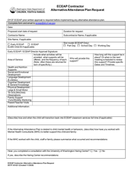 DCYF Form 05-021 Eceap Contractor Alternative Attendance Plan Request - Washington