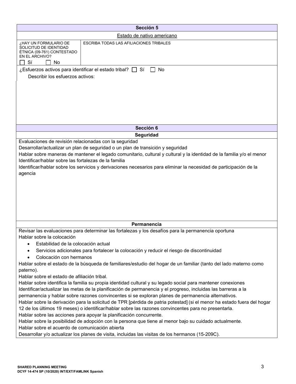 DCYF Formulario 14-474 Reunion De Planificacion Compartida - Washington (Spanish), Page 3