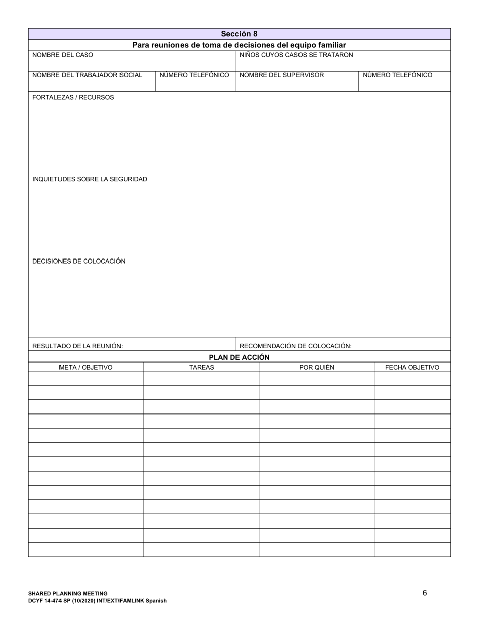 DCYF Formulario 14-474 Reunion De Planificacion Compartida - Washington (Spanish), Page 6