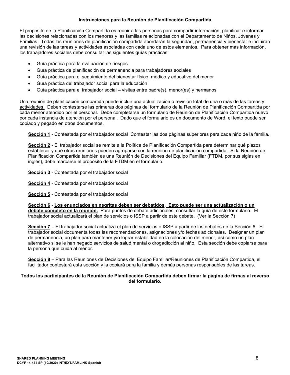 DCYF Formulario 14-474 Reunion De Planificacion Compartida - Washington (Spanish), Page 8