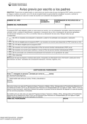 Document preview: DCYF Formulario 15-058 Aviso Previo Por Escrito a Los Padres - Washington (Spanish)