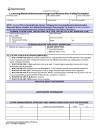 Document preview: DCYF Form 15-411 Licensing Waiver/Administrative Approval/Relative Non-safety Exemption - Washington