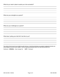 Form DOC02-409 Reentry Goals - Community Parenting Alternative - Washington, Page 2