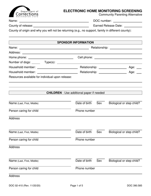 Form DOC02-410  Printable Pdf