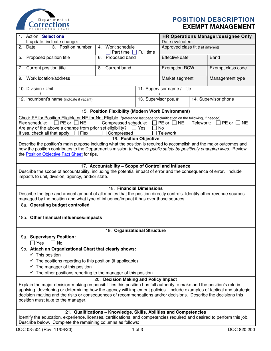 Form DOC03-504 - Fill Out, Sign Online and Download Printable PDF ...