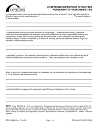 Form DOC05-686 Chaperone/Supervisor of Contact Agreement of Responsibilities - Washington