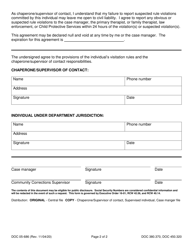 Form DOC05-686 Chaperone/Supervisor of Contact Agreement of Responsibilities - Washington, Page 2