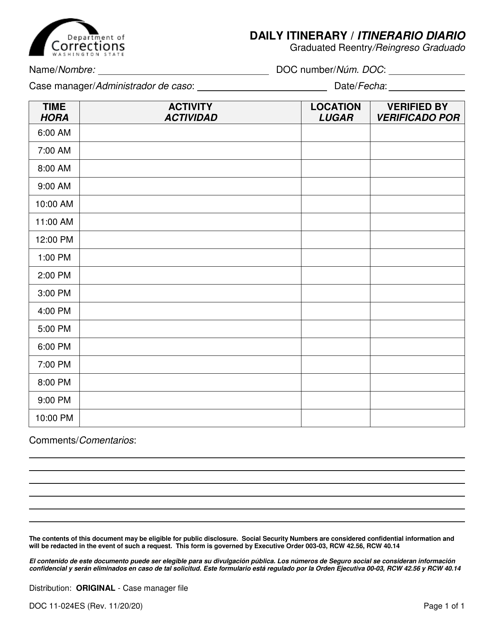 Form DOC11-024ES  Printable Pdf