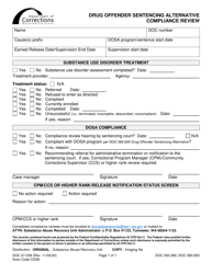 Document preview: Form DOC07-038 Drug Offender Sentencing Alternative Compliance Review - Washington