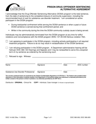Document preview: Form DOC14-042 Prison Drug Offender Sentencing Alternative Agreement - Washington