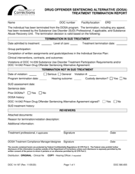 Document preview: Form DOC14-197 Drug Offender Sentencing Alternative (Dosa) Treatment Termination Report - Washington