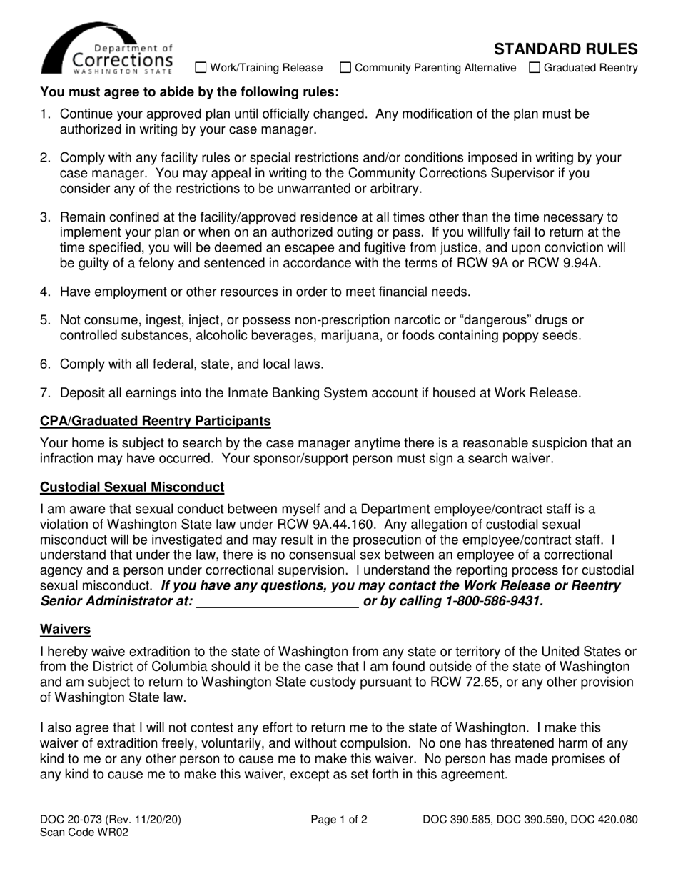 Form DOC20073 Download Printable PDF or Fill Online Standard Rules