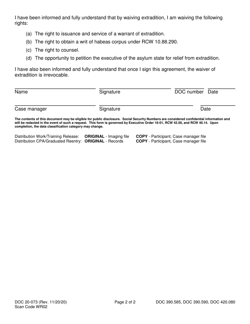 Form DOC20-073 Standard Rules - Washington, Page 2