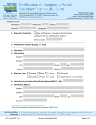 Document preview: ECY Form 070-133 Notification of Dangerous Waste Site Identification (Id) Form - Washington