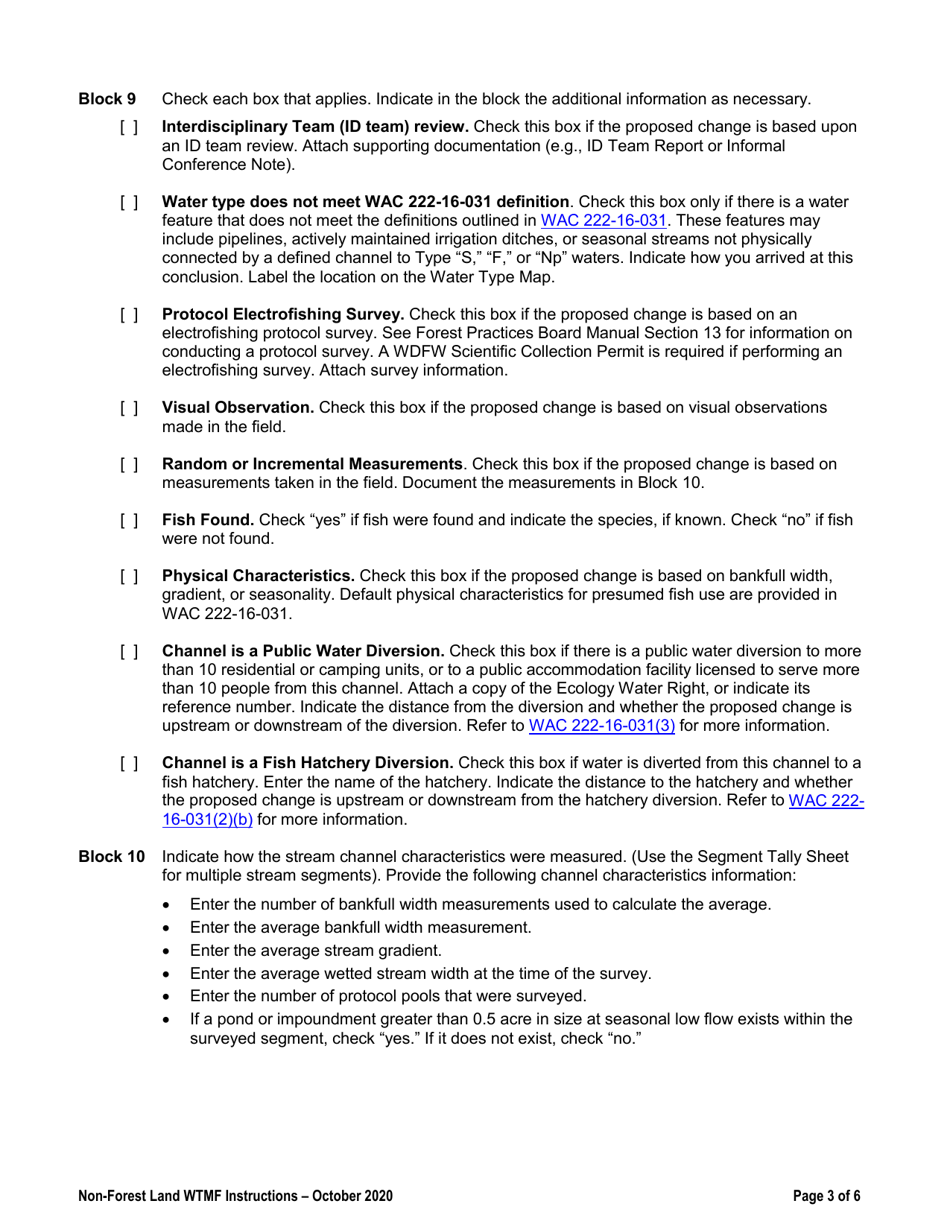 Instructions for Non-forest Land Water Type Modification Form - Washington, Page 3
