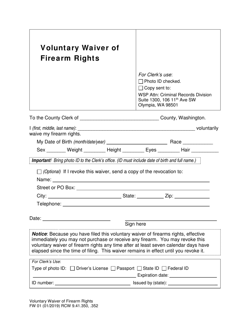 Form Fw01 Fill Out Sign Online And Download Printable Pdf Washington Templateroller 6487