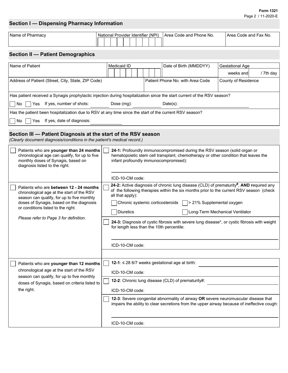 Form 1321 Synagis Standard Prior Authorization Addendum (Medicaid) - Texas, Page 2
