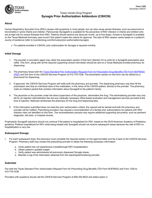 Form 1325  Printable Pdf