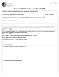 Formulario 2605-S Constancia Del Sk-Sai Revisado Por El Beneficiario De Mdcp - Texas (Spanish)