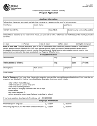 Form 3031 Children With Special Health Care Needs (Cshcn) Program Application - Texas