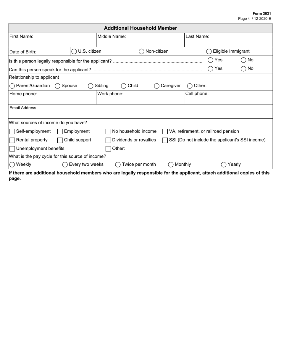 Form 3031 Children With Special Health Care Needs (Cshcn) Program Application - Texas, Page 4