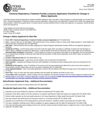 Form 3209 Chemical Dependency Treatment Facility Licensure Application Checklist for Change in Status Applicants - Texas