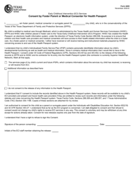 Form 4205 Consent by Foster Parent or Medical Consenter for Health Passport - Texas
